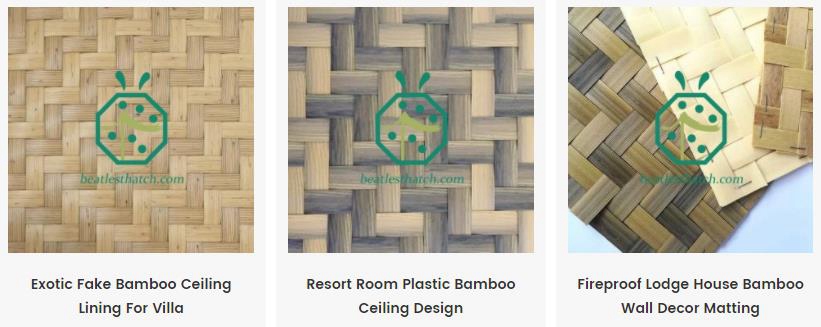 Artificial Bamboo Weave Mat For Tiki Style Tropical Ceiling Decoration