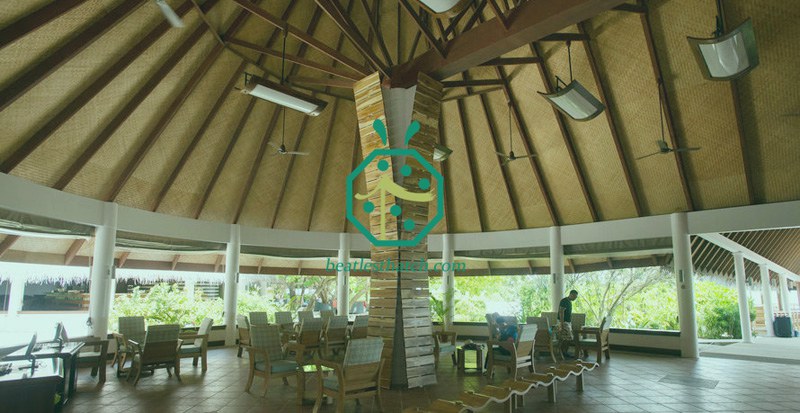 Synthetic Bamboo Woven Ceiling Panel For Safari Park Tourism Center Lobby Decoration