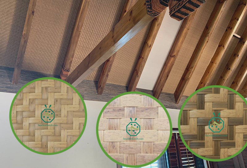 ビーチリゾートホテルの天井や壁の装飾用の合成竹織りマット