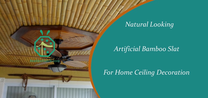 ティキ小屋またはバハイクボの壁、天井、またはフェンシングの装飾用のプラスチック製の竹パネル