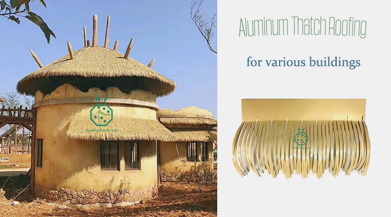 金属アルミニウム茅葺屋根タイルを使用するさまざまなアジア スタイルのパティオ屋根アプリケーション