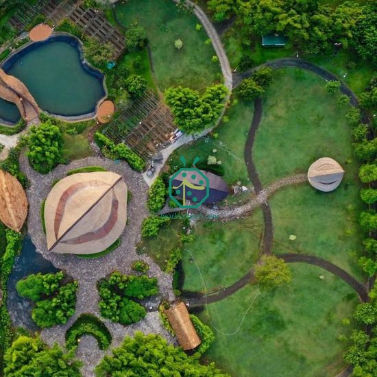 Synthetic Raffia Thatch Roof Covering to Build Great Water Villa Pavilion Guest Room