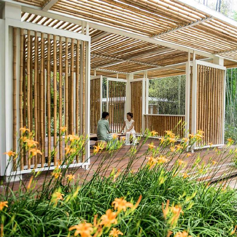 ルフ竹隠し庭の風景竹柱デザイン
